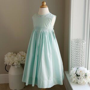 Strasburg Dress Smocked Aqua Mint Green Size 4 Sundress Portrait Vacation NWT